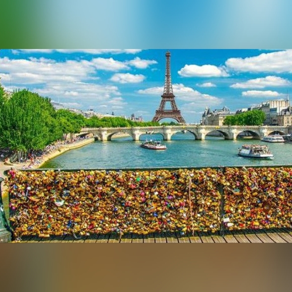 Paris Eiffel Tower Love Lock and Key Necklace, 925 Sterling Silver - Picture 5 of 9